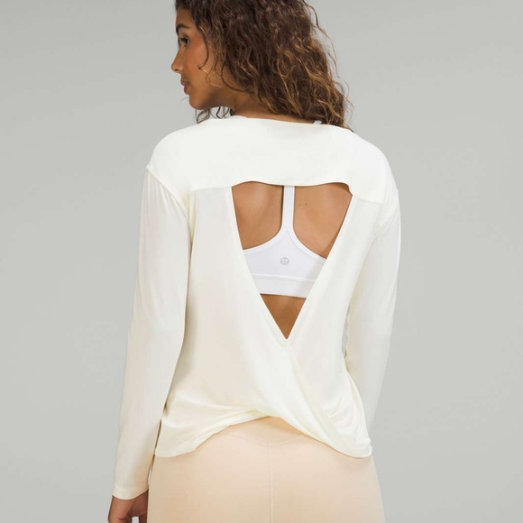 Lululemon Modal-Blend Open-Back Long Sleeve Shirt Lemon Sorbet - Picture 1 of 8